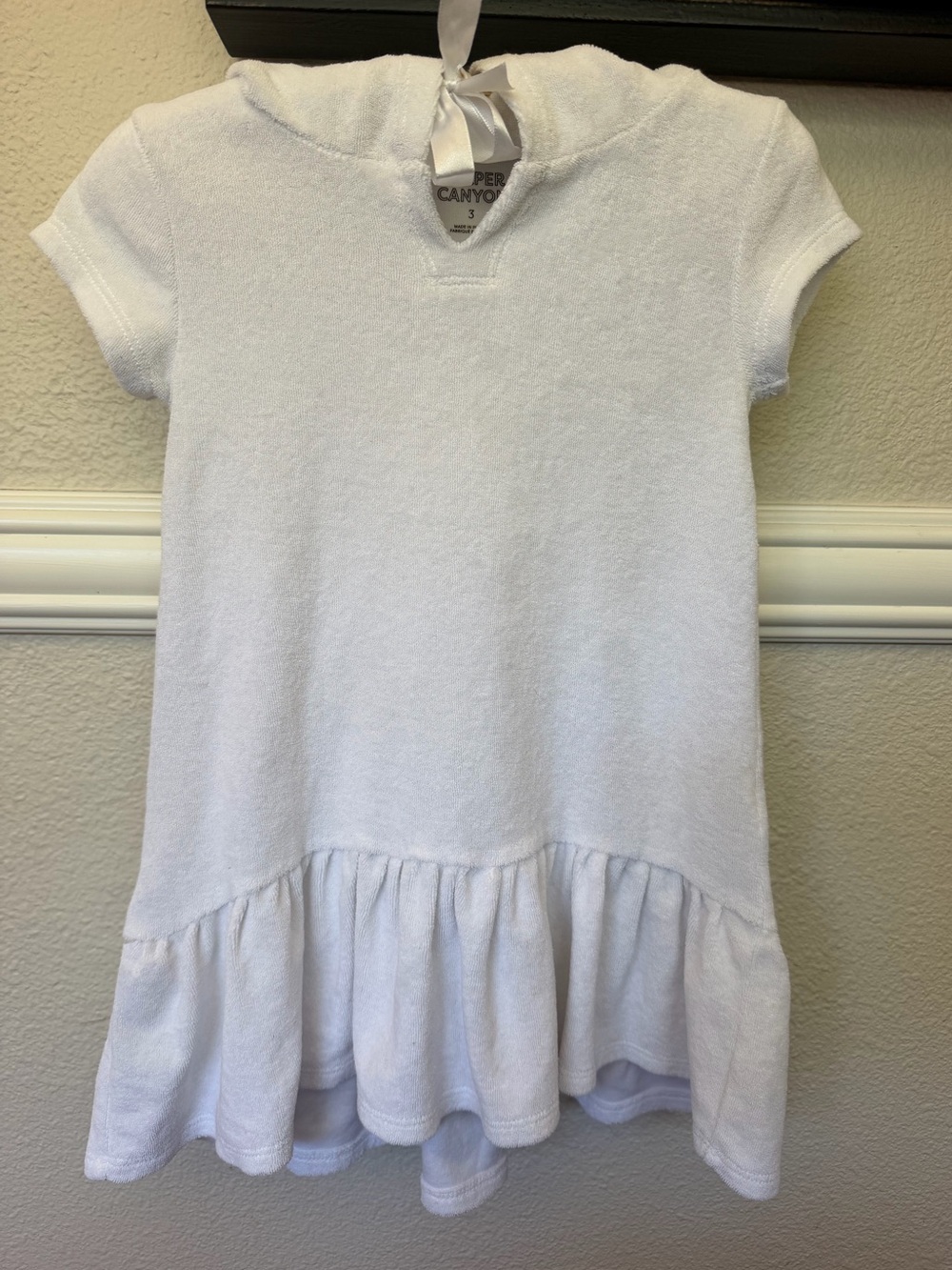 Harper Canyon Girls White Hooded Terry Swim Coverup Dress
